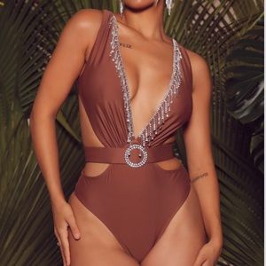 Fashion Nova Rhinestone Bathing Suit One Piece